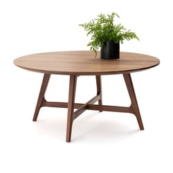 Mesa de centro redonda de nogal Ø 90 cm, Larsen
