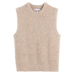Jersey sin mangas con cuello redondo de mezcla de alpaca