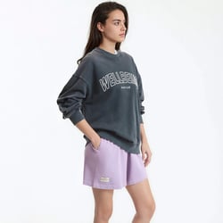 Sudadera con mensaje de corte amplio con cuello redondo