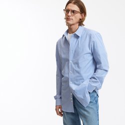 Camisa de rayas slim-fit, cuello francés, algodón, Signature