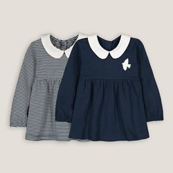 Lote de 2 camisetas de manga larga, cuello Peter Pan