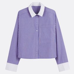 Camisa de rayas, corta y amplia