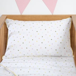 Funda de almohada para bebé, de algodón orgánico, estampado de corazones, SCACCO