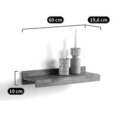 Estantería de pared de roble macizo 60 cm, Hiba