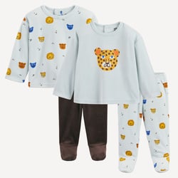 Lote de 2 pijamas de terciopelo con motivo de animales