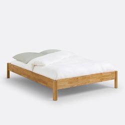 Cama de roble macizo con listones sin somier, Zulda