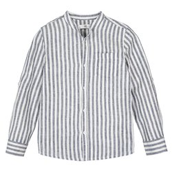 Camisa de rayas con cuello mao en lino mezcla 3-12 años