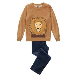 Pijama de terciopelo, motivo de cabeza de león