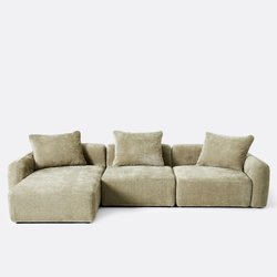 Sofá esquinero modular izquierdo de 3 plazas en chenilla jacquard, AMAD