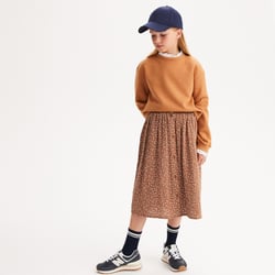 Falda fluida, estampado animal, gasa de algodón