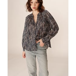 Blusa de manga larga con estampado abstracto, PLATANE