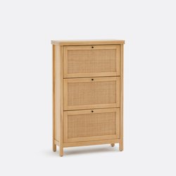 Mueble zapatero de pino macizo y caña de Ratán, Gabin