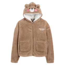 Chaqueta con capucha, bordado de oso