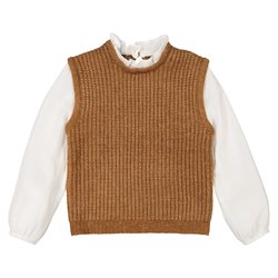 Jersey dos en uno, cuello redondo de punto gordo