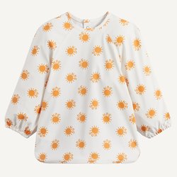 Babero delantal de manga larga, capa protectora, estampado con soles