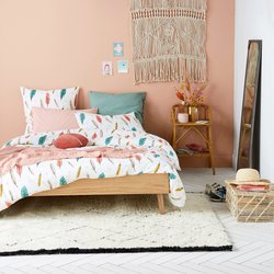 Cama con somier, chapa de roble, Miji