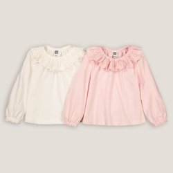 Lote de 2 camiseta, cuello con volante