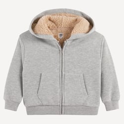 Sudadera con cremallera y capucha de felpa, con forro de sherpa