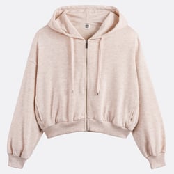 Sudadera corta con cremallera y capucha