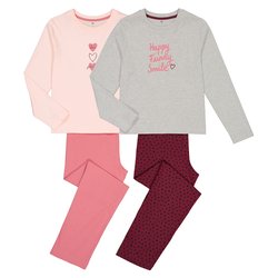 Lote de 2 pijamas de algodón estampado de corazón y mensaje