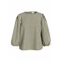 Blusa de cuello redondo con estampado a cuadros