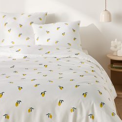 Conjunto de cama 50% algodón reciclado, funda de almohada cuadrada, Citron