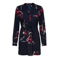 Vestido corto estampado, cuello tunecino