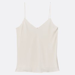Camiseta de satén con escote en pico y tirantes finos