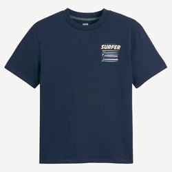 Camiseta con cuello redondo, estampados en la parte delantera y trasera