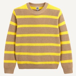 Jersey de punto de canalé con cuello redondo y rayas