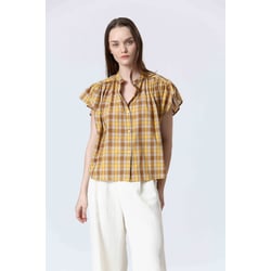 Blusa de cuadros de manga corta