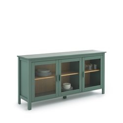 Vitrina baja de 3 puertas, de pino macizo, an. 160 cm, Alvina
