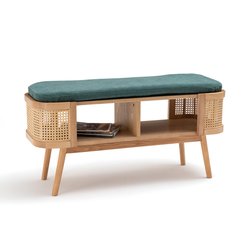 Banco/ pie de cama con almacenamiento y mimbre Laora
