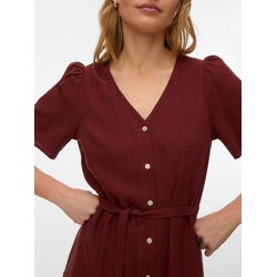 Vestido de manga corta con escote en V y cinturón