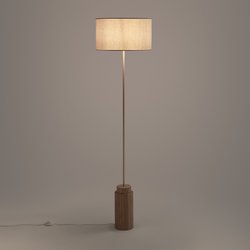 Lámpara de pie de roble, metal y lino, Idna