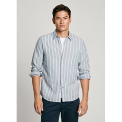Camisa de rayas de algodón y lino