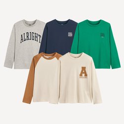 Lote de 5 camisetas estampadas de manga larga