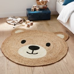 Alfombra infantil de cabeza de oso de yute, Osora