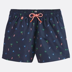 Shorts de baño estampados de palmeras y tablas de surf