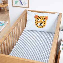 Sábana bajera para bebé de percal de algodón, altura de 17 cm, estampado de animales, PETITE SAVANE