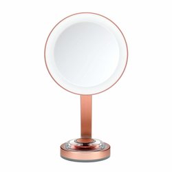 Espejo de belleza ultrafino con soporte iluminado