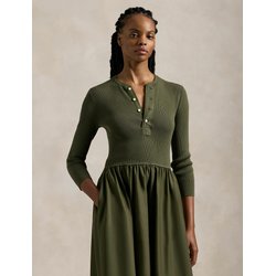 Vestido midi de corte evasé y manga larga