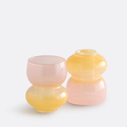 Juego de 2 portavelas de cristal bicolor, altura 8 cm, SOLYA