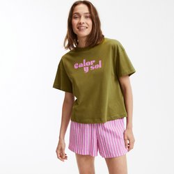 Pijama con short de algodón