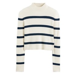 Jersey cropped, cuello alto de rayas