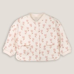 Chaqueta acolchada con botones de presión, estampado tulipanes