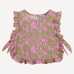 Blusa cropped estampada, sin mangas