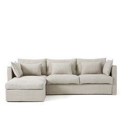 Sofá cama rinconero. reversible de algodón/lino, Camille