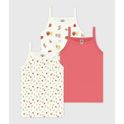 Lote de 3 camisetas de tirantes para niña de algodón con estampado de frutas