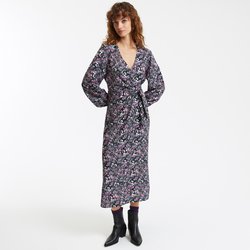 Vestido midi estampado con escote de pico
